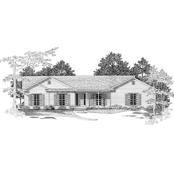 Ranch House Plan Front of Home - Taberville Traditional Home 076D-0158 - Shop House Plans and More