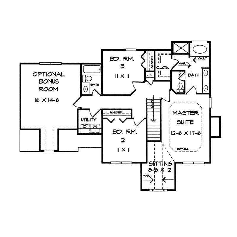 Traditional House Plan Second Floor - Hemlock Hill Traditional Home 076D-0159 - Search House Plans and More