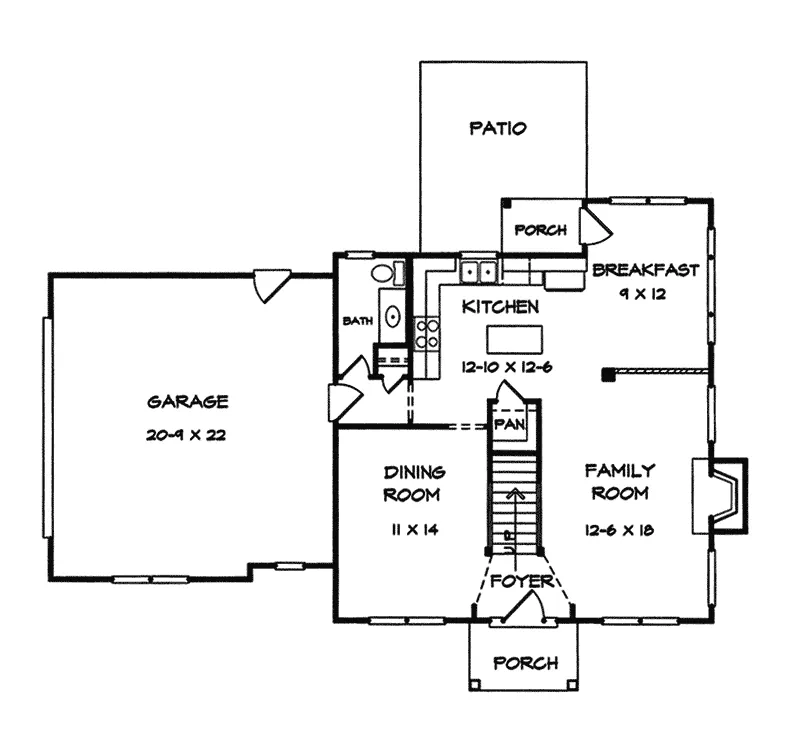 Traditional House Plan First Floor - Delmon Traditional Home 076D-0160 - Search House Plans and More