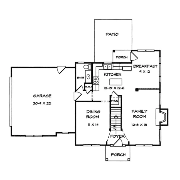 Traditional House Plan First Floor - Delmon Traditional Home 076D-0160 - Search House Plans and More