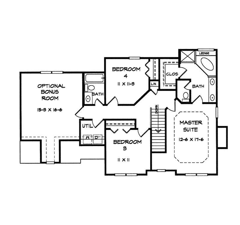 Traditional House Plan Second Floor - Delmon Traditional Home 076D-0160 - Search House Plans and More