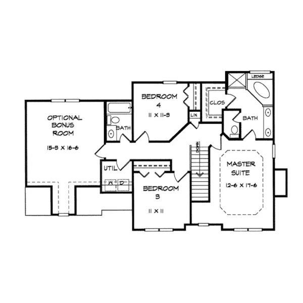 Traditional House Plan Second Floor - Delmon Traditional Home 076D-0160 - Search House Plans and More