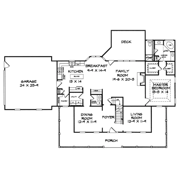 Traditional House Plan First Floor - Laurel Oak Country Home 076D-0161 - Shop House Plans and More