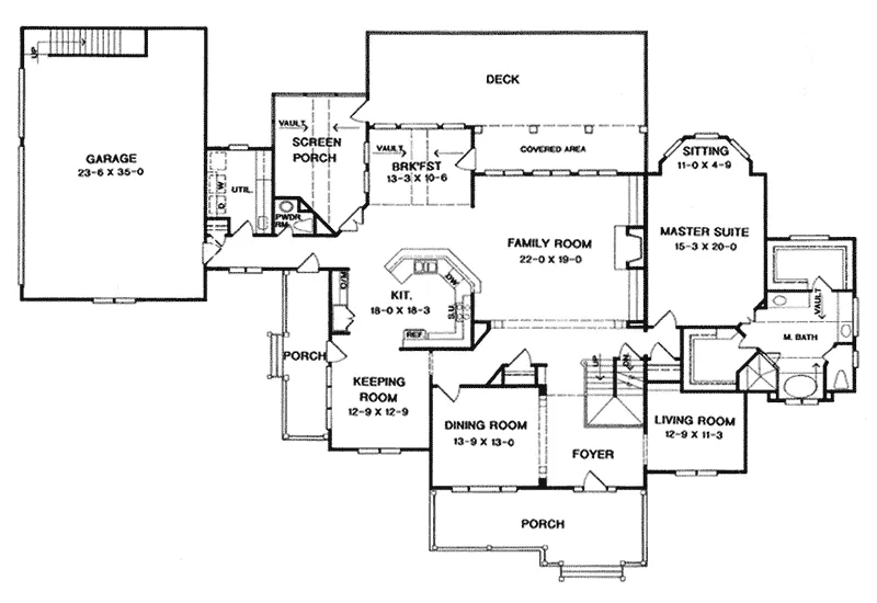 Country House Plan First Floor - Byers Manor Luxury Country Home 076D-0164 - Search House Plans and More