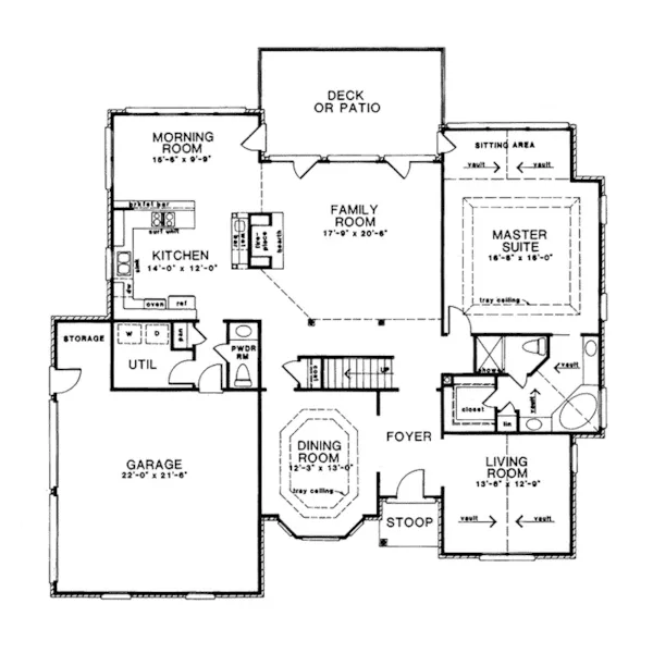 Traditional House Plan First Floor - Grant Park Traditional Home 076D-0166 - Search House Plans and More