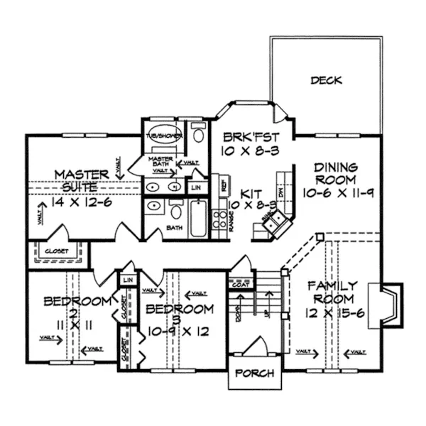 Ranch House Plan First Floor - Biltmore Split-Level Home 076D-0169 - Search House Plans and More