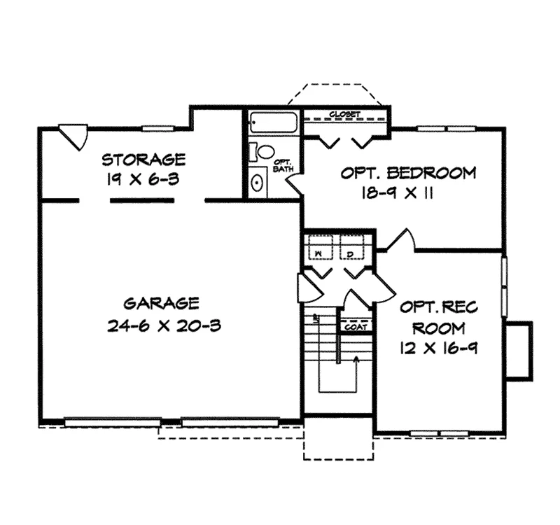 Ranch House Plan Lower Level Floor - Biltmore Split-Level Home 076D-0169 - Search House Plans and More