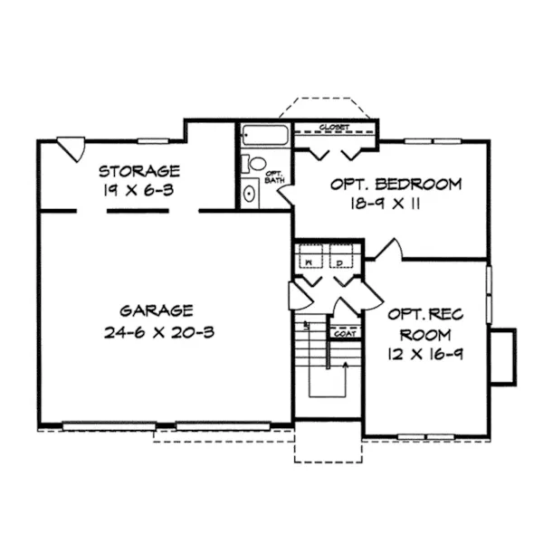 Ranch House Plan Lower Level Floor - Biltmore Split-Level Home 076D-0169 - Search House Plans and More