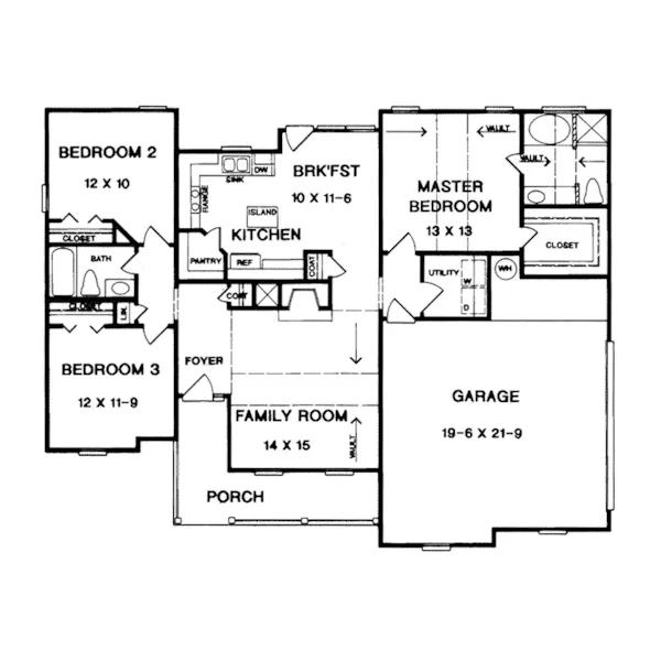 Ranch House Plan First Floor - Lochhaven Traditional Ranch Home 076D-0171 - Shop House Plans and More