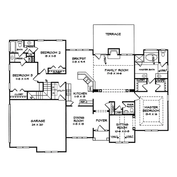 Ranch House Plan First Floor - Rupert Traditional Home 076D-0172 - Shop House Plans and More