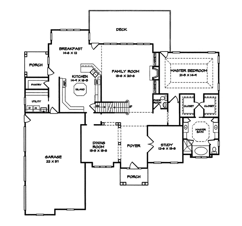 Luxury House Plan First Floor - River Pines Luxury Home 076D-0173 - Shop House Plans and More