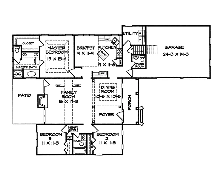 Ranch House Plan First Floor - Helmsing Ranch Home 076D-0176 - Search House Plans and More