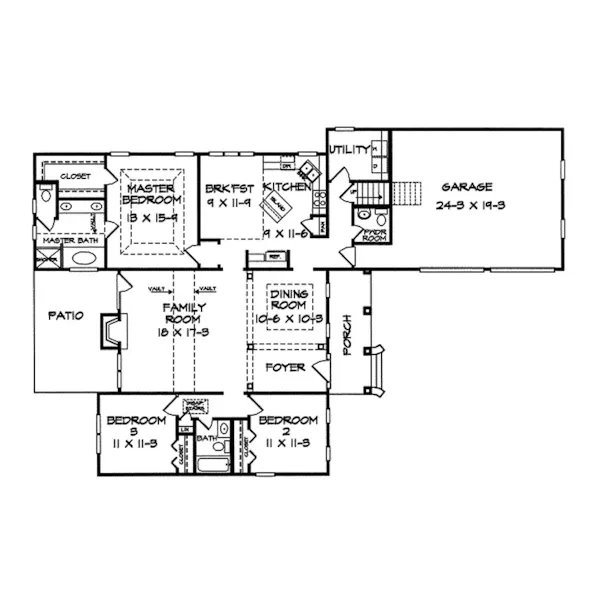 Traditional House Plan First Floor - Helmsing Ranch Home 076D-0176 - Search House Plans and More