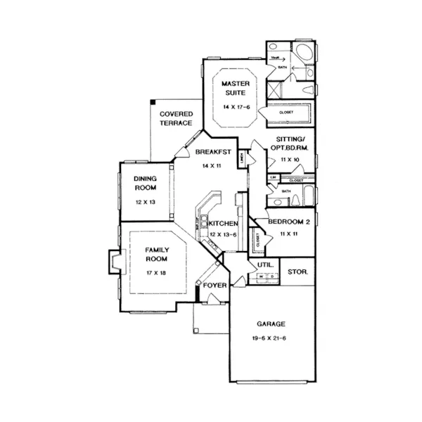 Ranch House Plan First Floor - Woodrow Run Ranch Home 076D-0177 - Shop House Plans and More