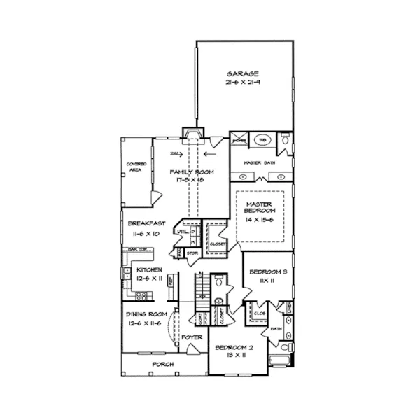 Ranch House Plan First Floor - Hidden Point Country Home 076D-0178 - Search House Plans and More