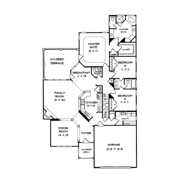 Traditional House Plan First Floor - Fazio Traditional Home 076D-0181 - Search House Plans and More