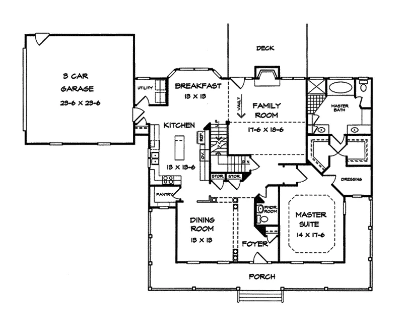 Country House Plan First Floor - Silverbrook Country Home 076D-0187 - Shop House Plans and More