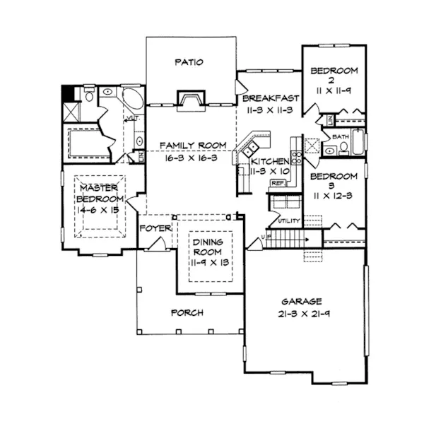 Ranch House Plan First Floor - Eden Place Country Home 076D-0199 - Search House Plans and More