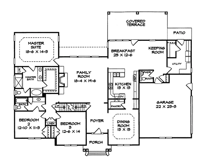 Ranch House Plan First Floor - Bonnetts Mill Ranch Home 076D-0200 - Search House Plans and More