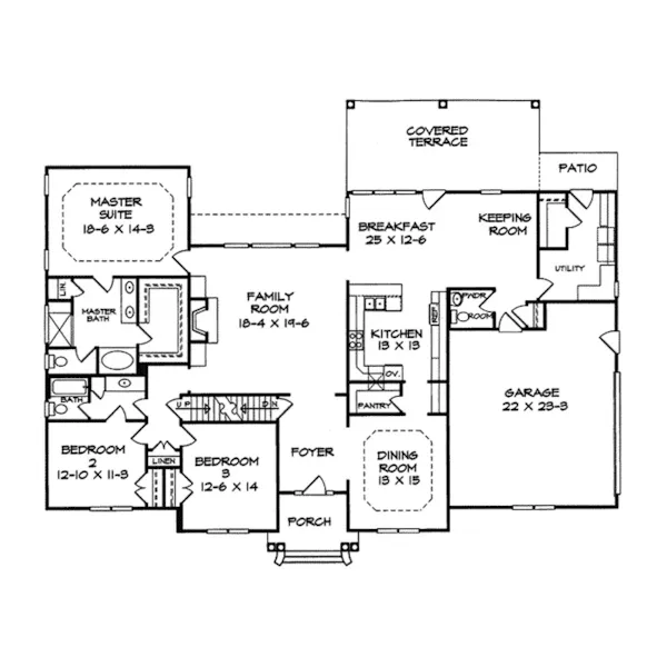 Ranch House Plan First Floor - Bonnetts Mill Ranch Home 076D-0200 - Search House Plans and More