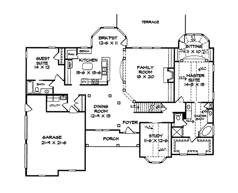 Luxury House Plan First Floor - Wildehaussen Luxury Home 076D-0202 - Shop House Plans and More