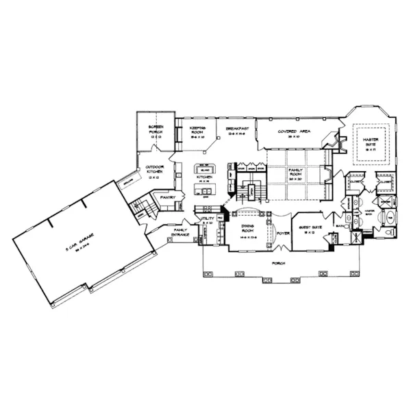 Luxury House Plan First Floor - Lemonwood Arts And Crafts Home 076D-0204 - Shop House Plans and More