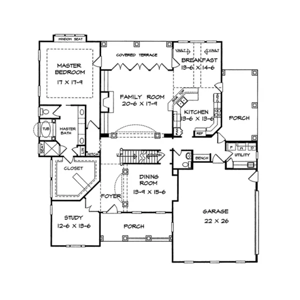 Luxury House Plan First Floor - Outlook Hill Craftsman Home 076D-0205 - Shop House Plans and More