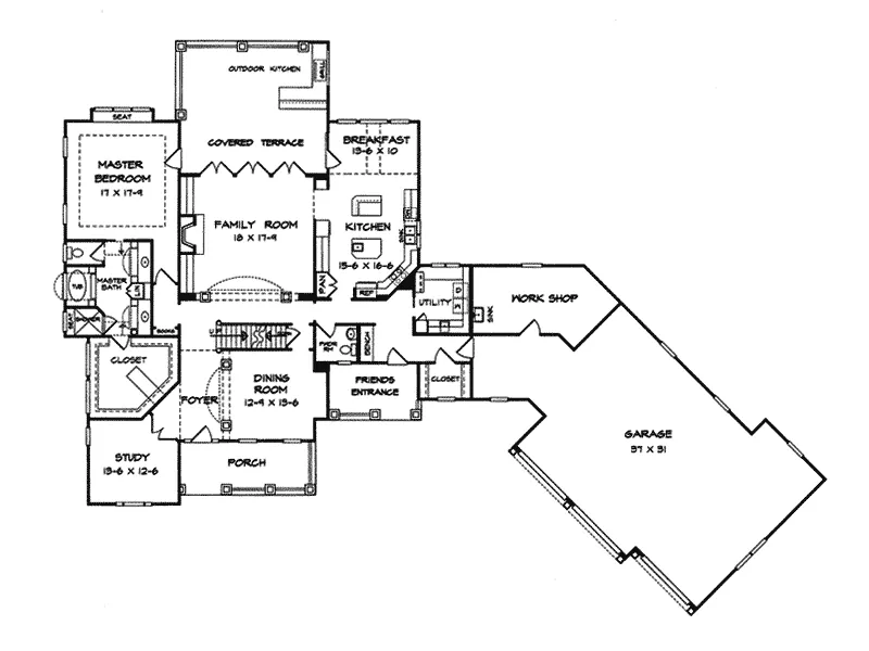 Country House Plan First Floor - Garron Mill Luxury Home 076D-0208 - Search House Plans and More