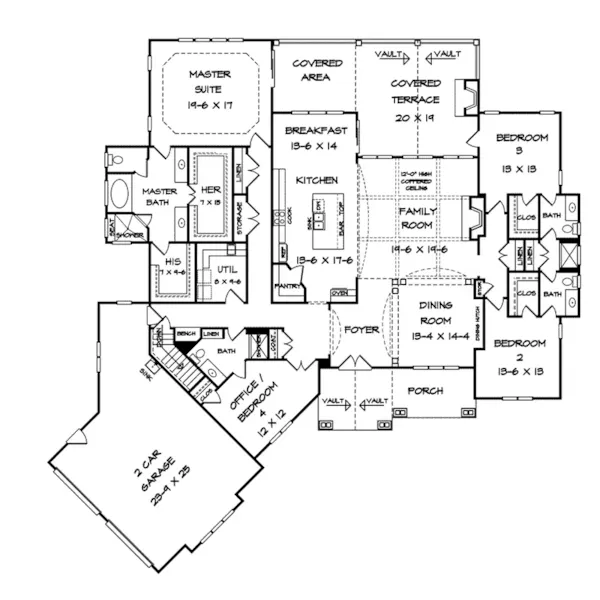 Country House Plan First Floor - Laurel Park Craftsman Home 076D-0212 - Shop House Plans and More