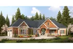 Rustic House Plan Front of Home - Laurel Park Craftsman Home 076D-0212 - Shop House Plans and More