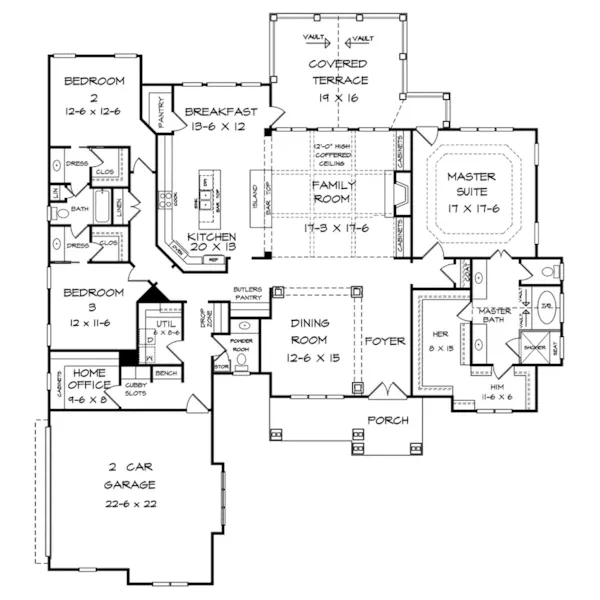 Rustic House Plan First Floor - Pendleton Creek Rustic Home 076D-0213 - Shop House Plans and More