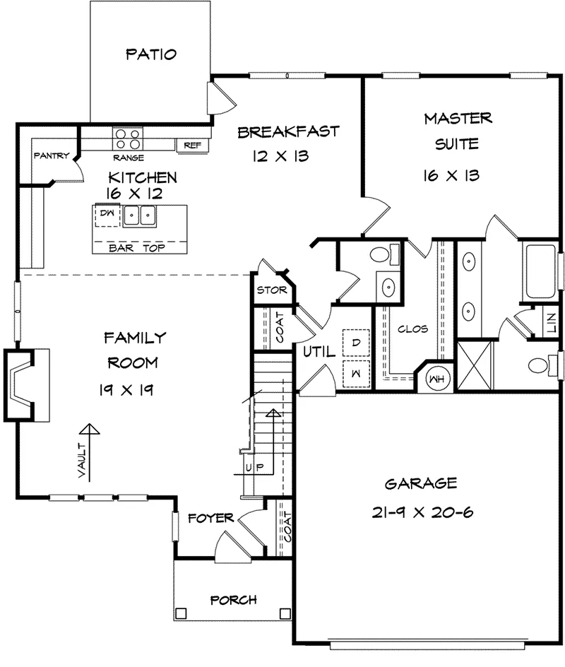 Craftsman House Plan First Floor - Austinville Craftsman Home 076D-0215 - Search House Plans and More