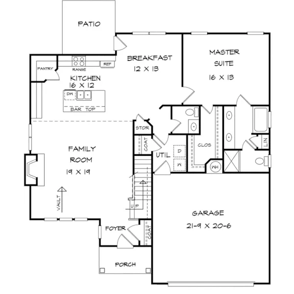 Craftsman House Plan First Floor - Austinville Craftsman Home 076D-0215 - Search House Plans and More