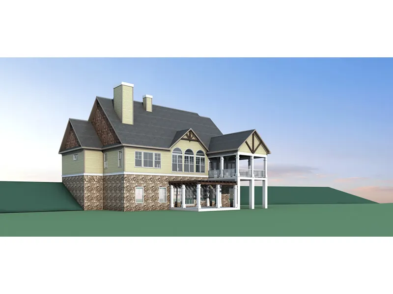Lake House Plan Rear Photo 02 - Bentwater Craftsman Lake Home 076D-0217 - Search House Plans and More