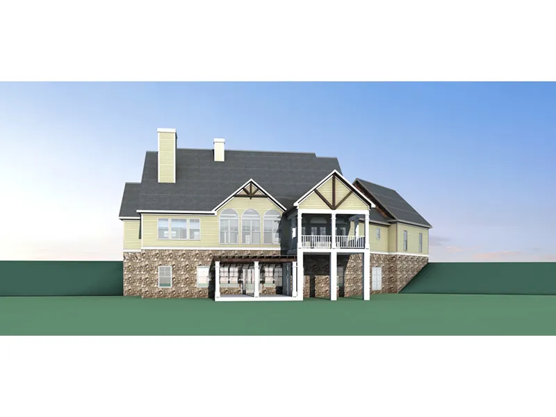 Lake House Plan Rear Photo 03 - Bentwater Craftsman Lake Home 076D-0217 - Search House Plans and More
