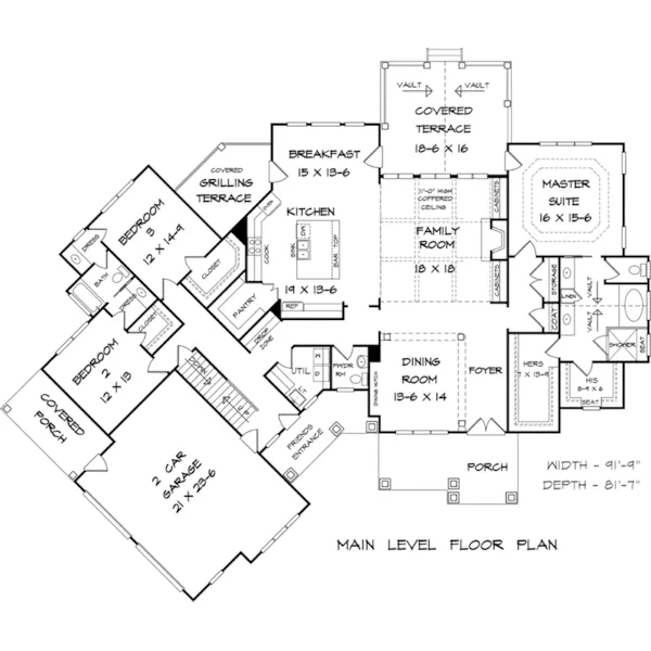 Traditional House Plan First Floor - Berkshire Parc Craftsman Home 076D-0218 - Search House Plans and More