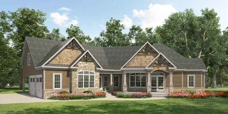 Craftsman House Plan Front of Home - Berkshire Parc Craftsman Home 076D-0218 - Search House Plans and More