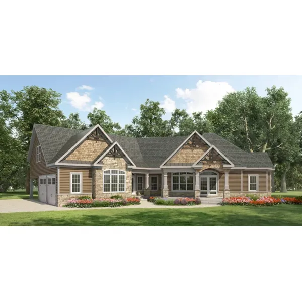 Traditional House Plan Front of Home - Berkshire Parc Craftsman Home 076D-0218 - Search House Plans and More