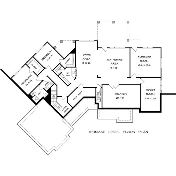 Ranch House Plan Lower Level Floor - Biltmore Park Craftsman Home 076D-0219 - Search House Plans and More