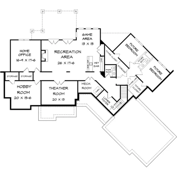 Arts & Crafts House Plan Lower Level Floor - Birkdale Park Craftsman Home 076D-0220 - Search House Plans and More