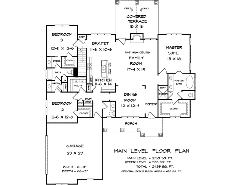 Shingle House Plan First Floor - Blackstone Bay Craftsman Home 076D-0221 - Search House Plans and More