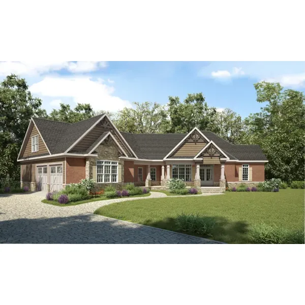 Traditional House Plan Front of Home - Blairsville Park Country Home 076D-0222 - Search House Plans and More