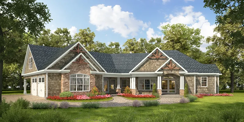 Craftsman House Plan Front of Home - Brookwood Park Craftsman Home 076D-0223 - Search House Plans and More