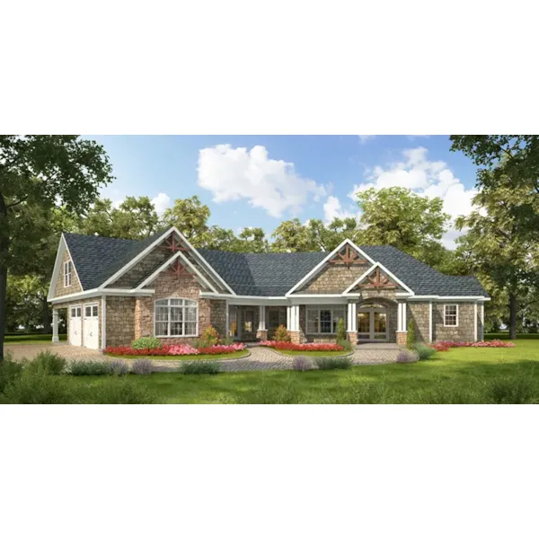 Lake House Plan Front of Home - Brookwood Park Craftsman Home 076D-0223 - Search House Plans and More