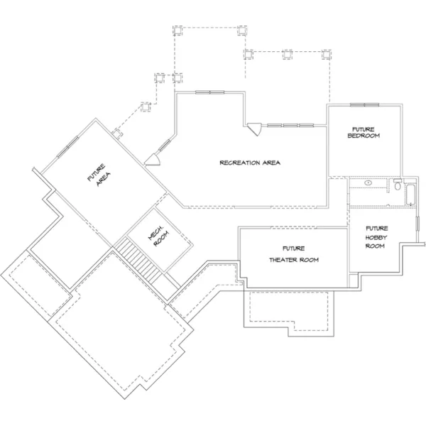 Lake House Plan Lower Level Floor - Brookwood Park Craftsman Home 076D-0223 - Search House Plans and More