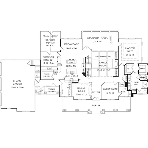 Traditional House Plan First Floor - Candler Park Craftsman Home 076D-0224 - Search House Plans and More