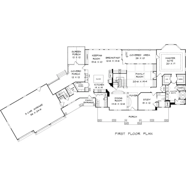 Craftsman House Plan First Floor - Chamblee Park Craftsman Home 076D-0225 - Search House Plans and More