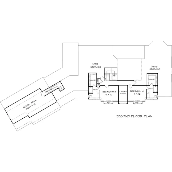 Craftsman House Plan Second Floor - Chamblee Park Craftsman Home 076D-0225 - Search House Plans and More