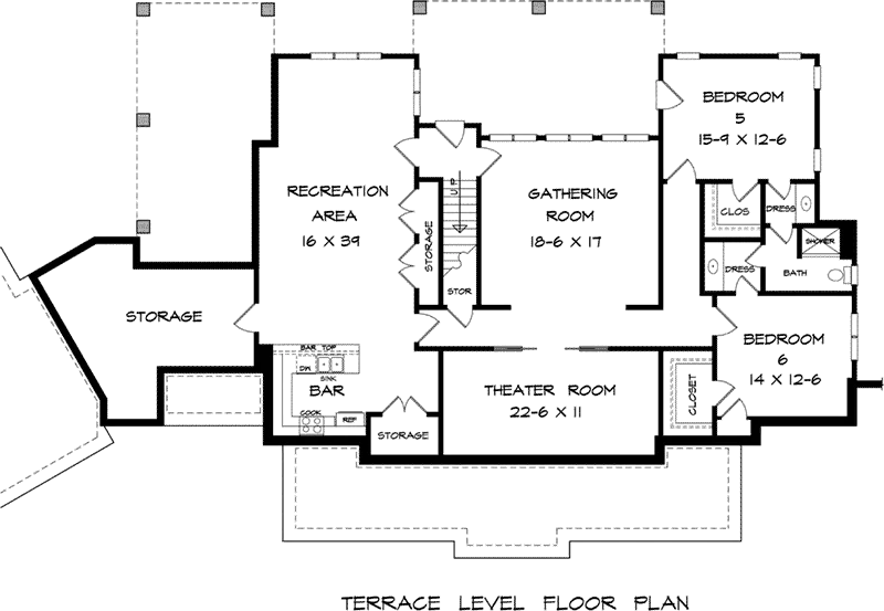 Craftsman House Plan Lower Level Floor - Cheswick Park Craftsman Home 076D-0226 - Search House Plans and More