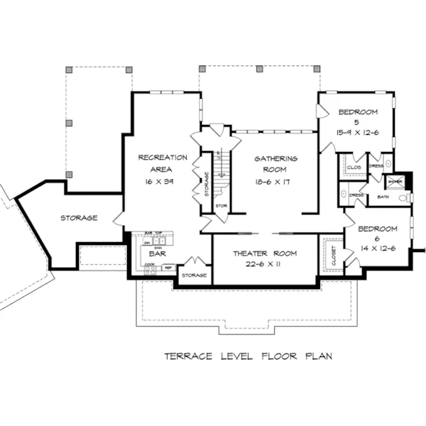 Craftsman House Plan Lower Level Floor - Cheswick Park Craftsman Home 076D-0226 - Search House Plans and More